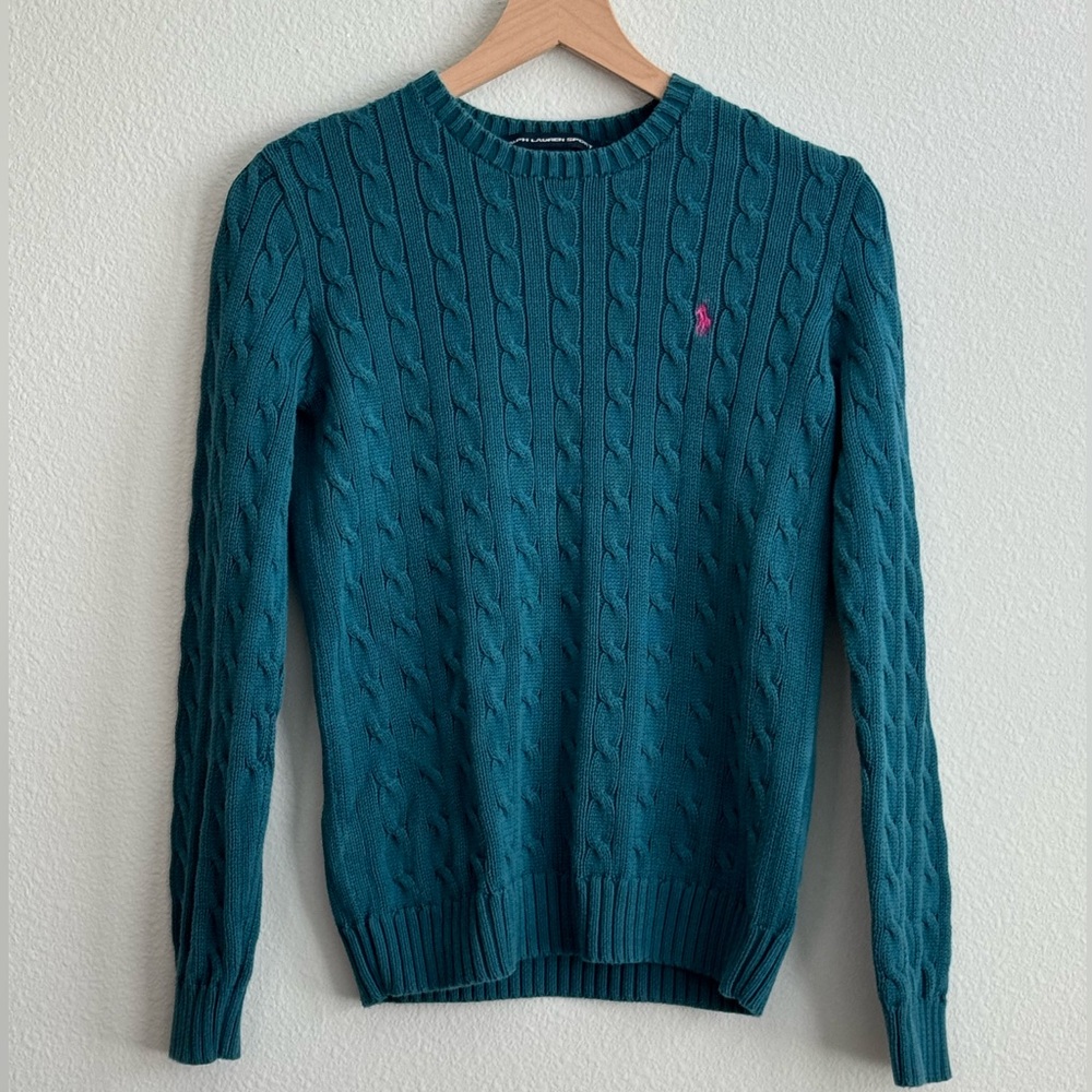 Ralph Lauren Womens L Pullover Long Sleeve Crew Neck Sweater Turquoise